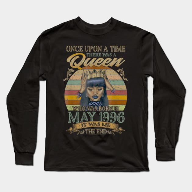 Girls 24th Birthday Queen May 1996 Queen Birthday Long Sleeve T-Shirt by daylightpombo3